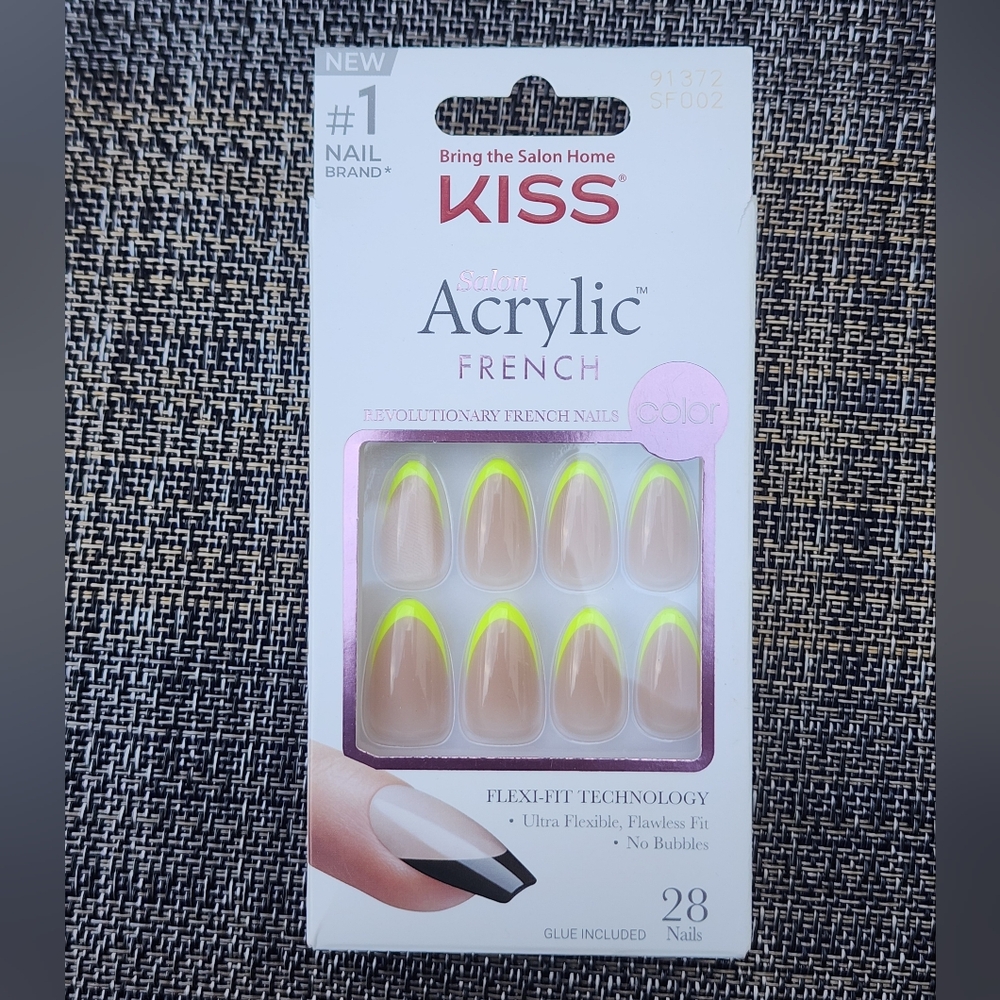 KISS press on nails, neon yellow french tip